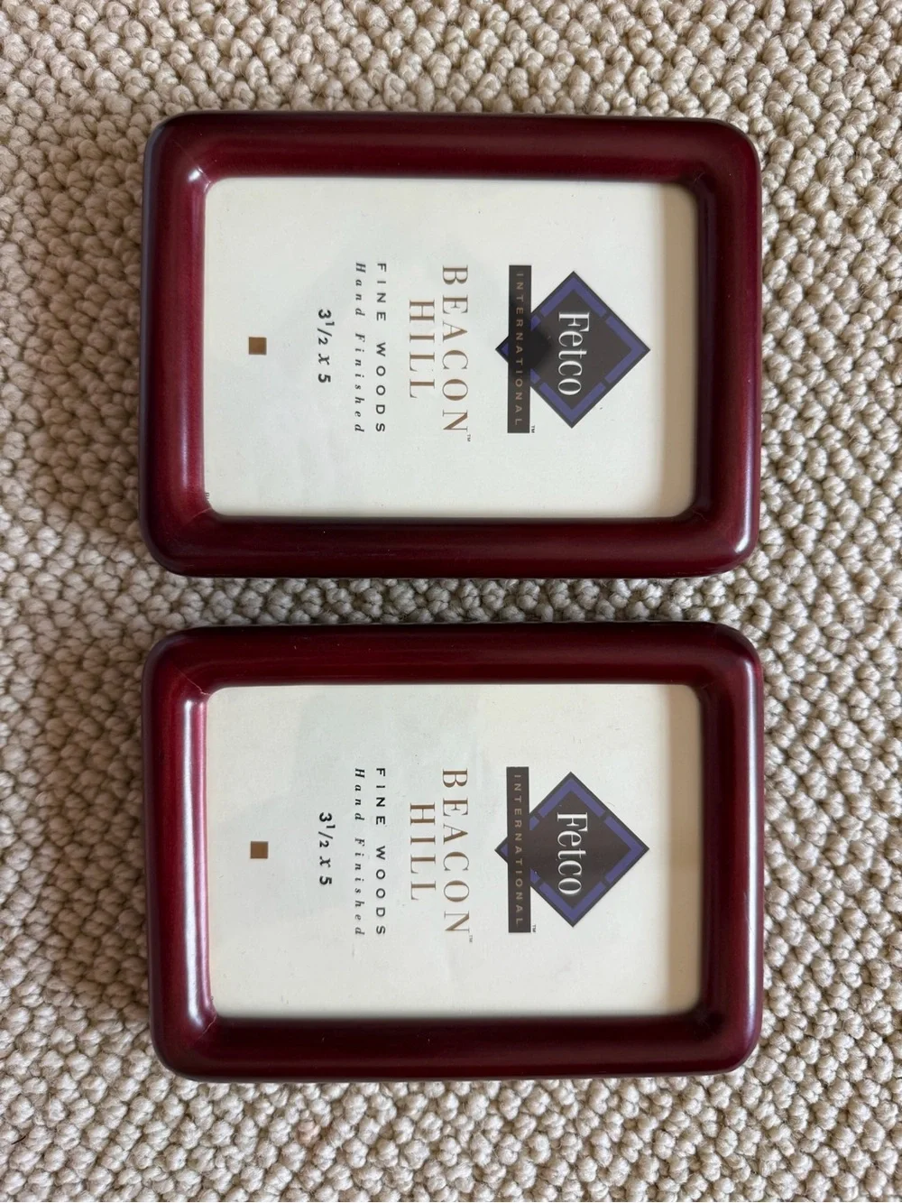 vintage burgundy wood picture frame set of 2 - fetco beacon hill!